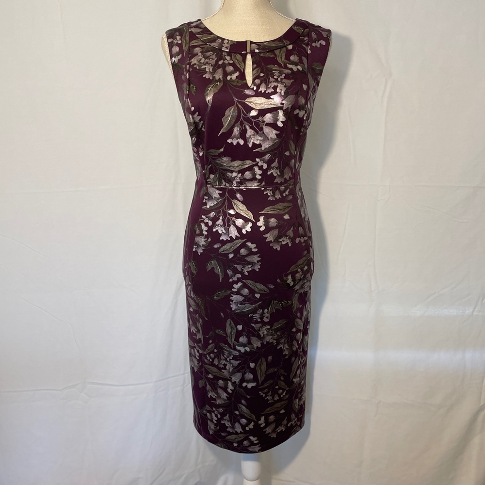 Encore Studio fitted plum and print dress